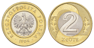 Польша 2 злотых 1994 MW KM 283 биметалл UNC 4701-122