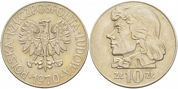 Польша 10 злотых 1970 MW, Тадеуш Костюшко (1746-1817) KM 50а медно-никель 4517-816