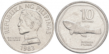 Филиппины 10 сентимо 1983 FAO, ошибка - PYGMEA KM 240 алюминий UNC M24-11