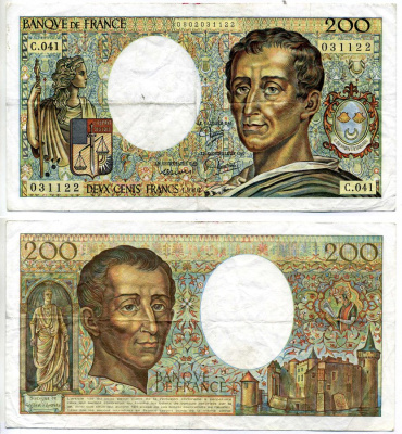 Франция 200 франков 1986 подписи: Strohl / Tronche / Dentaud Pick 155а бумага 7219-18-2-2