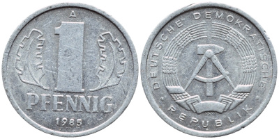 ГДР 1 пфенниг 1985 A KM 8.2 алюминий 261-644