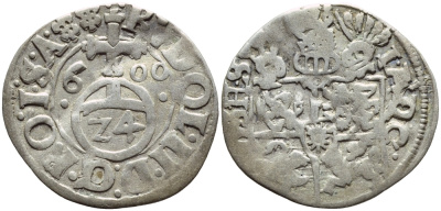 ШЛЕЗВИГ- ГОЛЬШТЕЙН-ГОТТОРП 1/24 ТАЛЕРА 1600 Lange 296 серебро 4392-1057