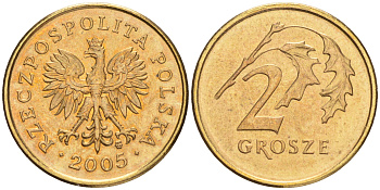 Польша 2 гроша 2006 MW KM 277, Parchimowicz 702m латунь 4516-1116