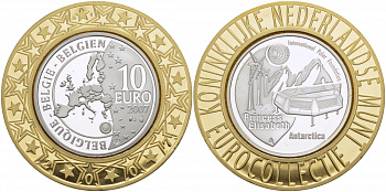 Бельгия 10 евро 2007 международная полярная станция в Антарктиде KM 263 серебро PROOF 1068-7-11