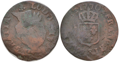 ФРАНЦИЯ 1/2 СОЛЯ 1770 ЛЮДОВИК XV KM 544 медь 106-317