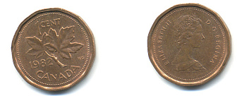 Канада 1 цент 1982 Елизавета II (1952-2022), кленовый лист KM 132 бронза 177-1369