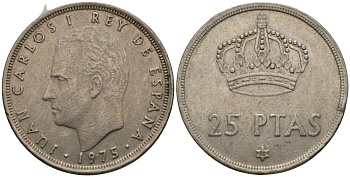 Испания 25 песет 1975 (80) Хуан Карлос I (1975-2014) KM 808 медно-никель 175-1051