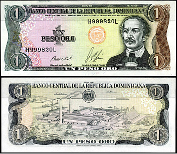 Доминиканская Республика 1 песо 1987 Хуан Пабло Дуарте Pick 126 b (2) бумага UNC (пресс) 7183-5-1-2