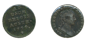 АВСТРИЙСКИЕ НИДЕРЛАНДЫ 1 ЛИАРД 1744 МАРИЯ ТЕРЕЗА KM 1 медь 503-531