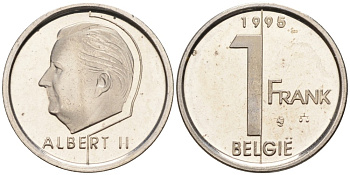 Бельгия 1 франк 1996 Belgie KM 188 железо плакированное никелем UNC 192-524