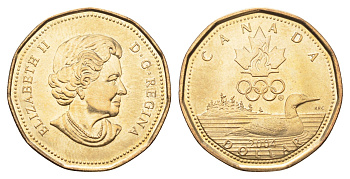 Канада 1 доллар 2004 XXVIII летние Олимпийские Игры, Афины 2004 KM 513 никель плакированная бронзой UNC 4678-1231