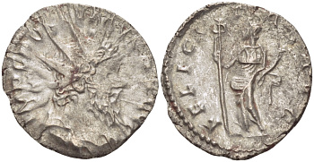 Римская Империя (императоры в Галлии) антониниан 260 - 269 Постум. IMP C POSTVMVS P F AVG / FELICITAS AVG, Фелицитата с кадуцием и рогом Изобилия, Колония Агриппины, Good Very fine RIC 58 биллон 1073-13-24