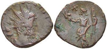 Римская Империя (императоры в Галлии) антониниан 272 - 273 Тетрик I. PAX AVG, Пация, персонификация Мира, Колония Агриппины, Very fine RIC 100 биллон 1073-14-57