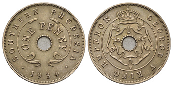 Южная Родезия 1 пенни 1934 KM 7 медно-никель 65-653