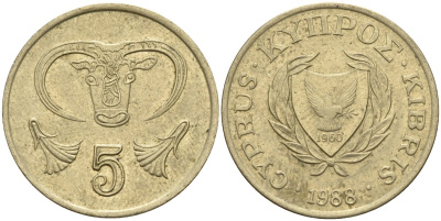 Кипр 5 центов 1988 KM 55.2 никель латунь 4141-941