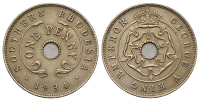 Южная Родезия 1 пенни 1934 KM 7 медно-никель 65-653