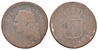Франция 1 соль 1777-1791 Людовик XVI (1774-1792) KM 578 медь 4707-723