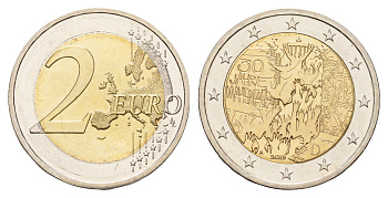 Германия 2 евро 2019 A, 30 лет падению Берлинской стены KM 429 биметалл UNC 72-1756