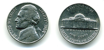 США 5 ЦЕНТОВ 1964 ДЖЕФФЕРСОН KM A192 медно-никель 53-447