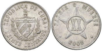 Куба 20 сентаво 2008 KM 35 алюминий 4616-923