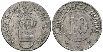 Верне-ан-дер-Липпе (Пруссия, Вестфалия) 10 пфеннигов ND Funck 596.1, Men05 26582.1, Men18 33415.1 железо 1524-632