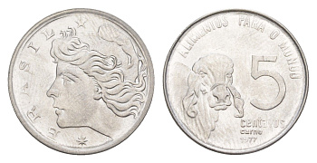 Бразилия 5 сентаво 1977 ФАО - Зебу KM 587 нержавеющая сталь UNC 4644-422