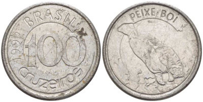 БРАЗИЛИЯ 100 КРУЗЕЙРО 1992 РЕФОРМА 1990-1993, ЛАМАНТИН KM 623 нержавеющая сталь 4392-1144