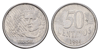 Бразилия 50 сентаво 1994 KM 635 нержавеющая сталь 4114-916