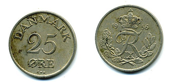 ДАНИЯ 25 ЭРЕ 1956 KM 842.2 медно-никель 04-912