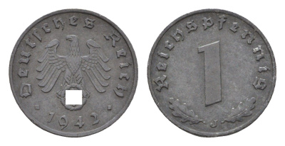 Германия 1 рейхспфенниг 1942 J KM 97, J. 369 цинк 4567-522
