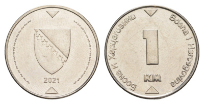 Босния и Герцеговина 1 марка 2021 KM 118 сталь плакированная никелем aUNC 4652-457