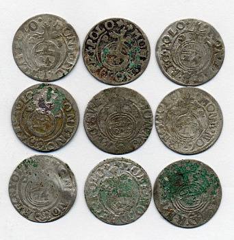 ПОЛЬША ЛОТ ИЗ 9 МОНЕТ В ПОЛТАРАК XVII век серебро M12-2-8