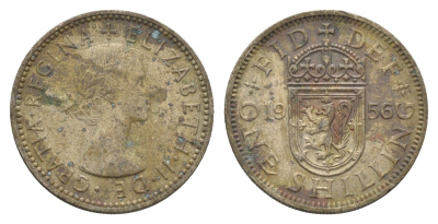 Великобритания 1 шиллинг 1953 Елизавета II (1952-2022), Шотландский герб KM 891, Spink 4140 медно-никель 4663-215