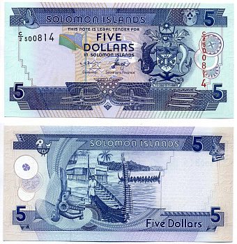 Соломоновы острова 5 долларов 2006 Pick 26(1) бумага UNC (пресс) 7547-6-3-1
