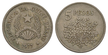 Гвинея-Бисау 5 песо 1977 KM 20 медно-никель 4626-527