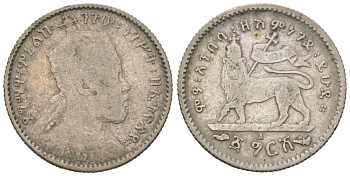 Эфиопия 1 герш 1903 EE 1895, Менелик II (1889-1903) KM 12 серебро 66-622