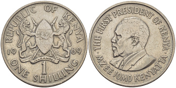 Кения 1 шиллинг 1969 Джомо Кениата KM 14 медно-никель 1524-812
