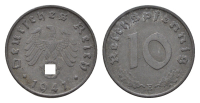 Германия 10 рейхспфеннигов 1941 E KM 101, J. 371 цинк 4684-236