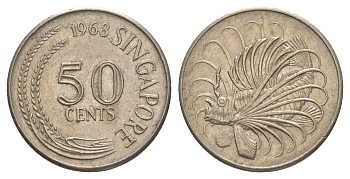 Сингапур 50 центов 1968 KM 5 медно-никель 4638-1244