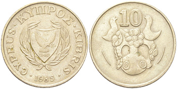 Кипр 10 центов 1985 KM 56.2 никель латунь 4156-721