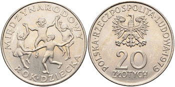 Польша 20 злотых 1979 Международный год детей Y 99 медно-никель 4565-633