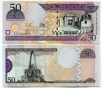 Доминиканская Республика 50 песо 2003 кафедральный собор Санта Мария-ла-Минор в Санто-Доминго, базилика Pick 170c бумага UNC (пресс) 447-39-3