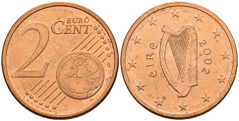 Ирландия 2 евроцента 2002 KM 33 сталь плакированная медью 5174-859