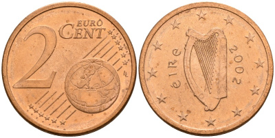Ирландия 2 евроцента 2002 KM 33 сталь плакированная медью 5174-859