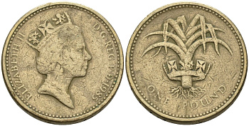 Великобритания 1 фунт 1985 Елизавета II (1952-2022) KM 941, Spink 4331 никель латунь 81-1021