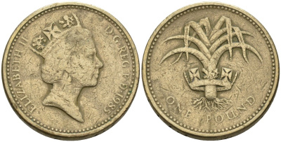 Великобритания 1 фунт 1985 Елизавета II (1952-2022) KM 941, Spink 4331 никель латунь 81-1021