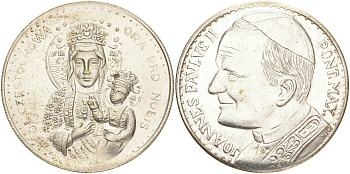 ВАТИКАН МЕДАЛЬ ND ПОНТИФИК ИОАНН ПАВЕЛ II, ДЕВА МАРИЯ, СЕРЕБРЕНИЕ медно-никель 107-1234