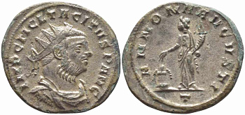 Римская Империя аврелианиан 275 - 276 Тацит ANNONA AVGVSTI Сисция about Extremely fine RIC 123 бронза, серебрение 1073-17-32
