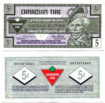 КАНАДА TIRE MONEY 5 ЦЕНТОВ ND CASH BONUS BILLET BONI С ЛИСТКОМ бумага 7146-50-2-1