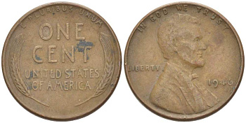 США 1 ЦЕНТ 1946 ЛИНКОЛЬН KM А132 медь цинк 3309-542
